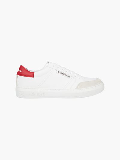 Calvin Klein Cipők HU808208 | Calvin Klein Faux Bőr Férfi Sportcipő Világos Fehér